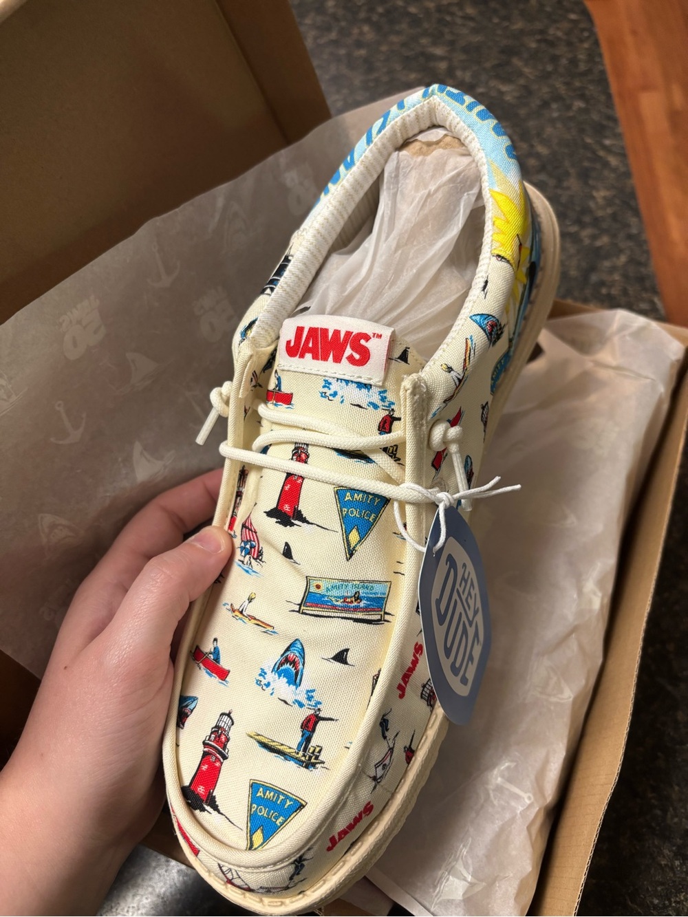 Hey Dude Wally Funk Jaws Slip-On Sneakers in Cream/Multi